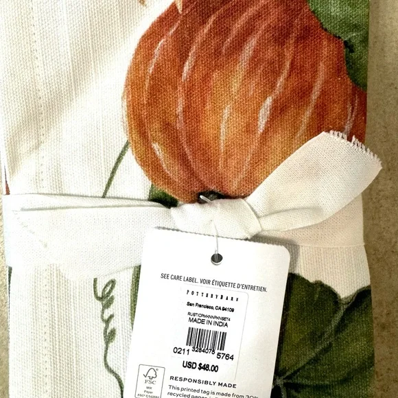 Pottery Barn Rustic Pumpkin Napkins- Set Of 4 - Picture 4 of 10